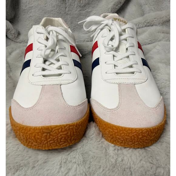 Gola Harrier Leather Sneakers Mens US 13 EU 46 White Red Blue Gum Sole NEW